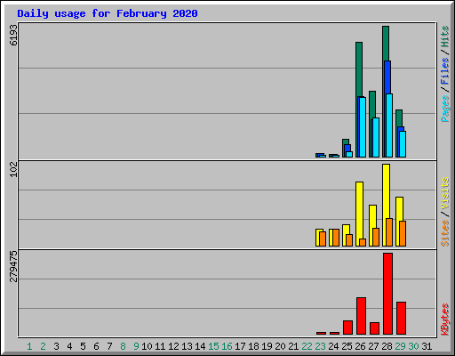 Daily usage for February 2020