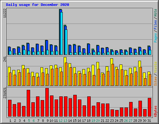 Daily usage for December 2020