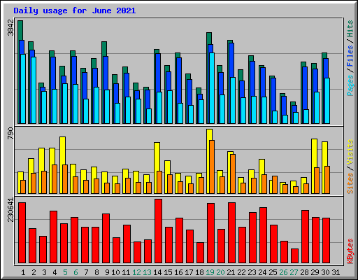 Daily usage for June 2021