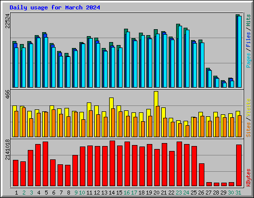 Daily usage for March 2024