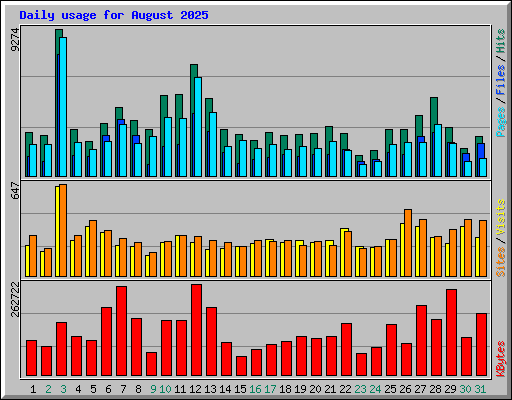 Daily usage for August 2025