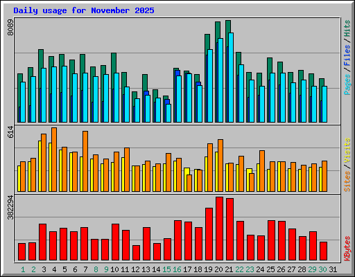Daily usage for November 2025