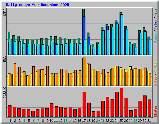 Daily usage for December 2025