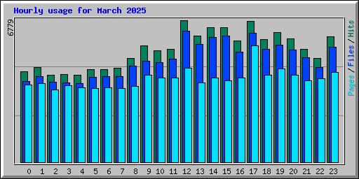 Hourly usage for March 2025